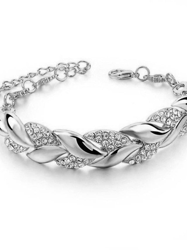 longrui cross-border jewelry 18k gold leaf bracelet european and american fashion wedding jewelry women's diamond bracelet - LuckyFash™
