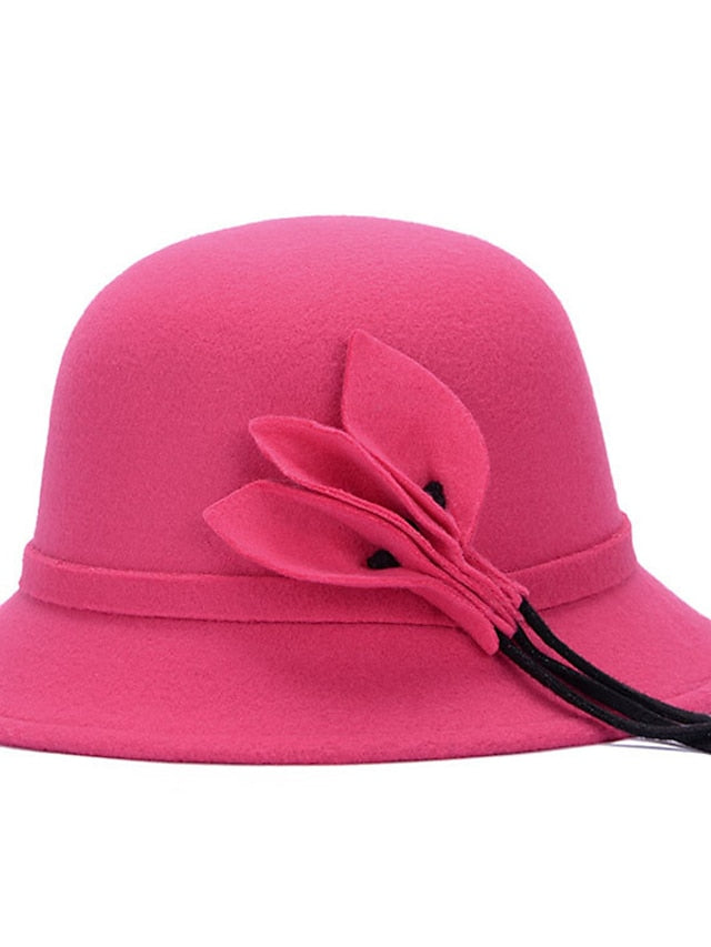 Women's Hat Fedora Hat Black Wine Fuchsia Outdoor Dailywear Holiday Floral Flower Portable Windproof Comfort - LuckyFash™