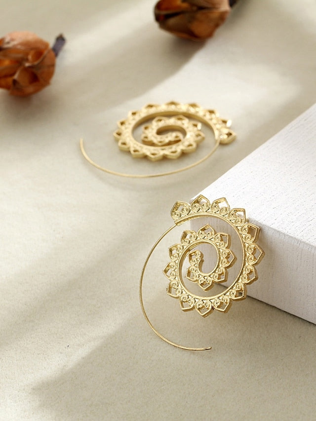 Hoop Earrings For Women's Christmas Party Wedding Alloy filigree Wave - LuckyFash™