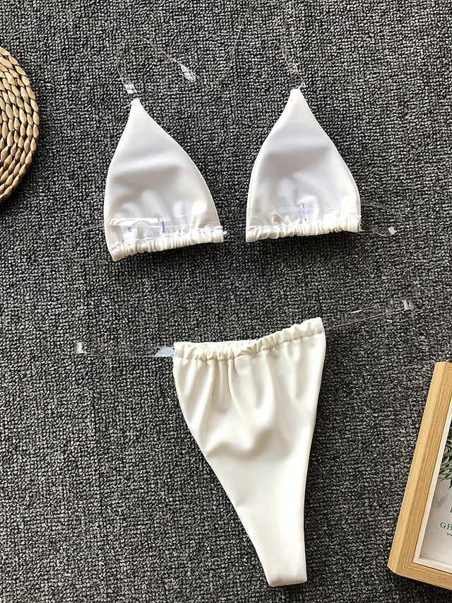 Thong Bikini Clear Straps Cheeky Brazilian Micro Thongs Bikinis Swimsuit for Women Sexy No Tan Line Bathing Suit - LuckyFash™