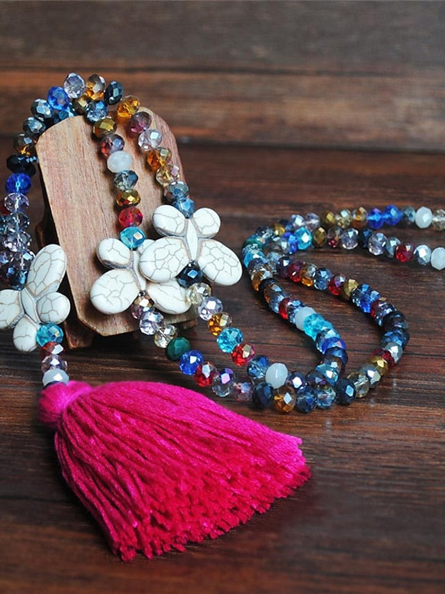 Women's necklace Chic Modern Street Butterfly Necklaces & Color Crystal Bohemia Sweater Necklace / Blue / Pink / Fall / Winter - LuckyFash™