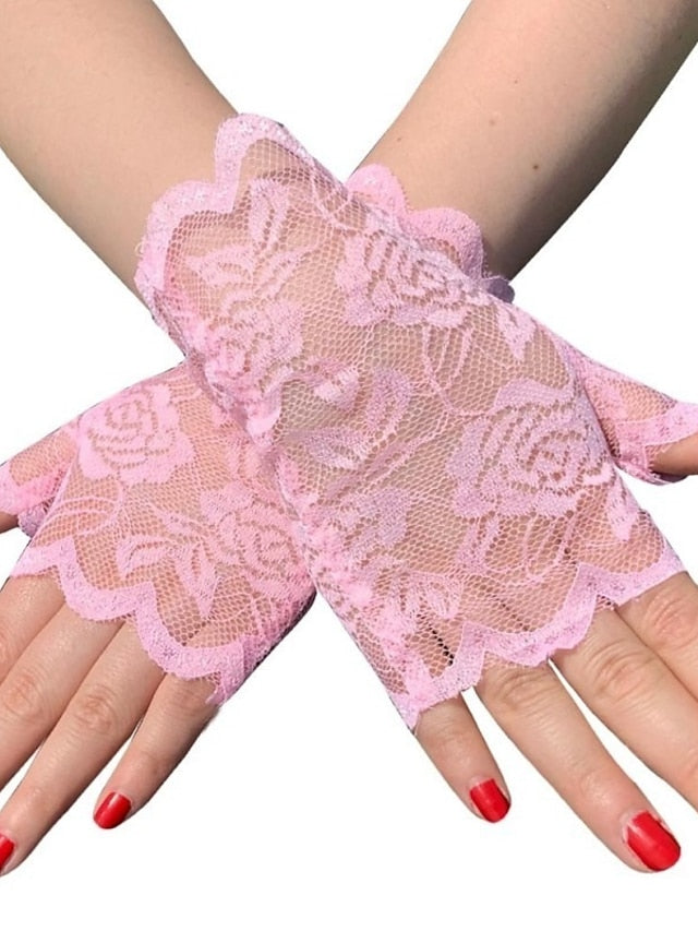 Women's Fingerless Gloves Lace Gloves Wedding Party Evening Gift Polyester Simple Bridal Gloves Sexy 1 Pair - LuckyFash™