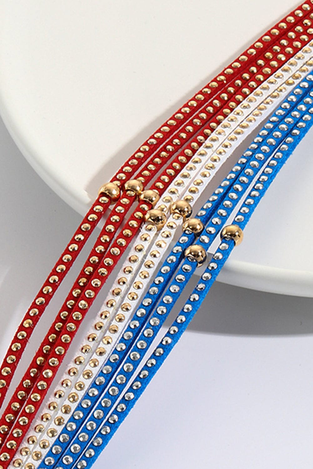 Patriotic Sky Blue Magnetic Buckle Stud Layered Bracelet