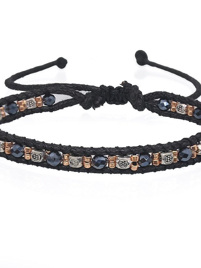 Women's Friendship Bracelet Vintage Bracelet Bracelet Retro Fashion Birthday Vintage Theme Rustic / Lodge Simple Ethnic Vintage Boho Glass Bracelet Jewelry Royal Blue / White / Black For Sport Prom - LuckyFash™