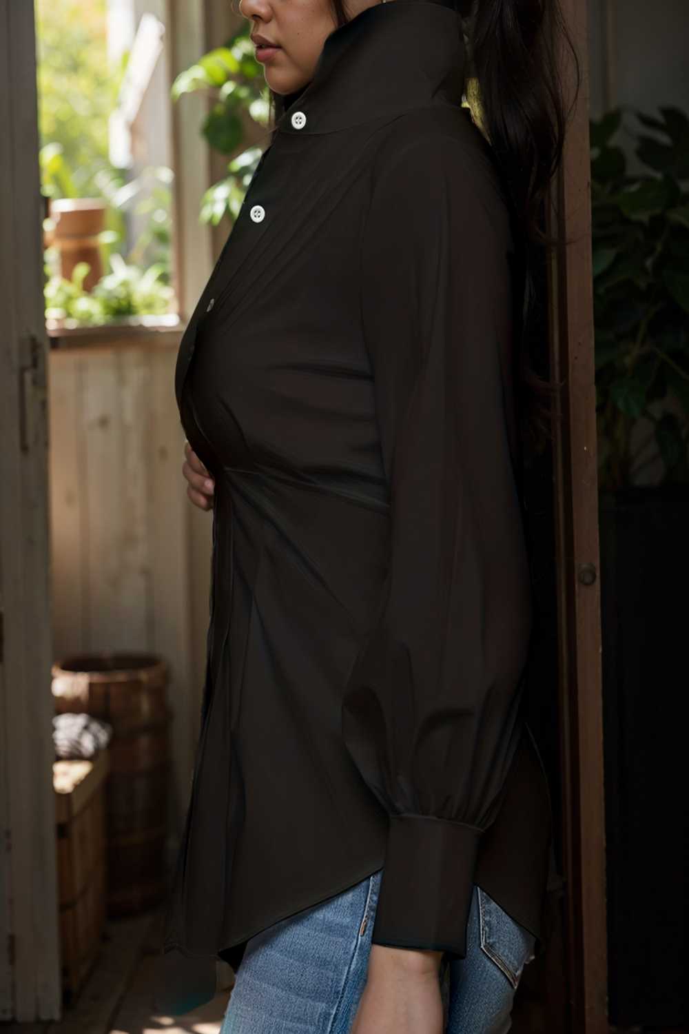 plus size casual blouse women s plus solid button up lantern sleeve turn down collar nipped waist blouse 111939