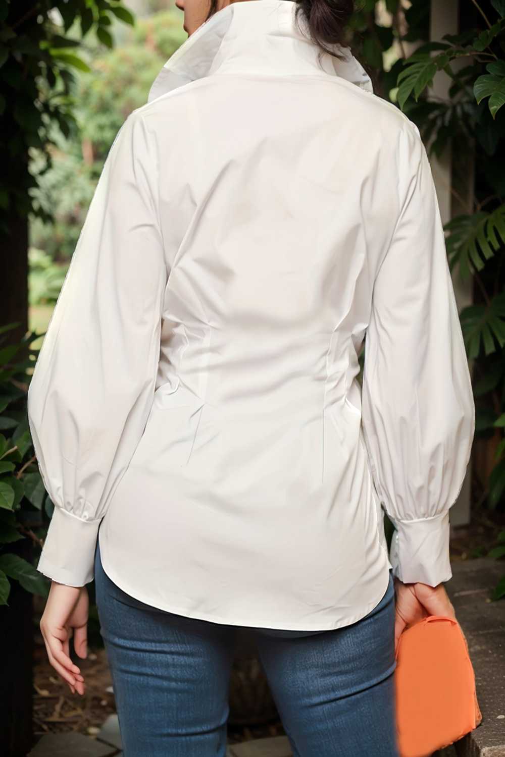 plus size casual blouse women s plus solid button up lantern sleeve turn down collar nipped waist blouse 106530