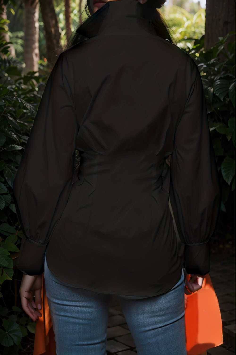 plus size casual blouse women s plus solid button up lantern sleeve turn down collar nipped waist blouse 112505