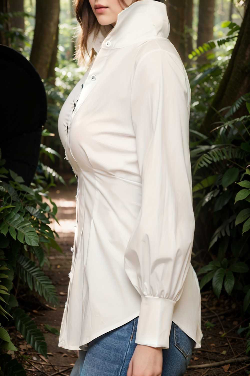 plus size casual blouse women s plus solid button up lantern sleeve turn down collar nipped waist blouse 112488