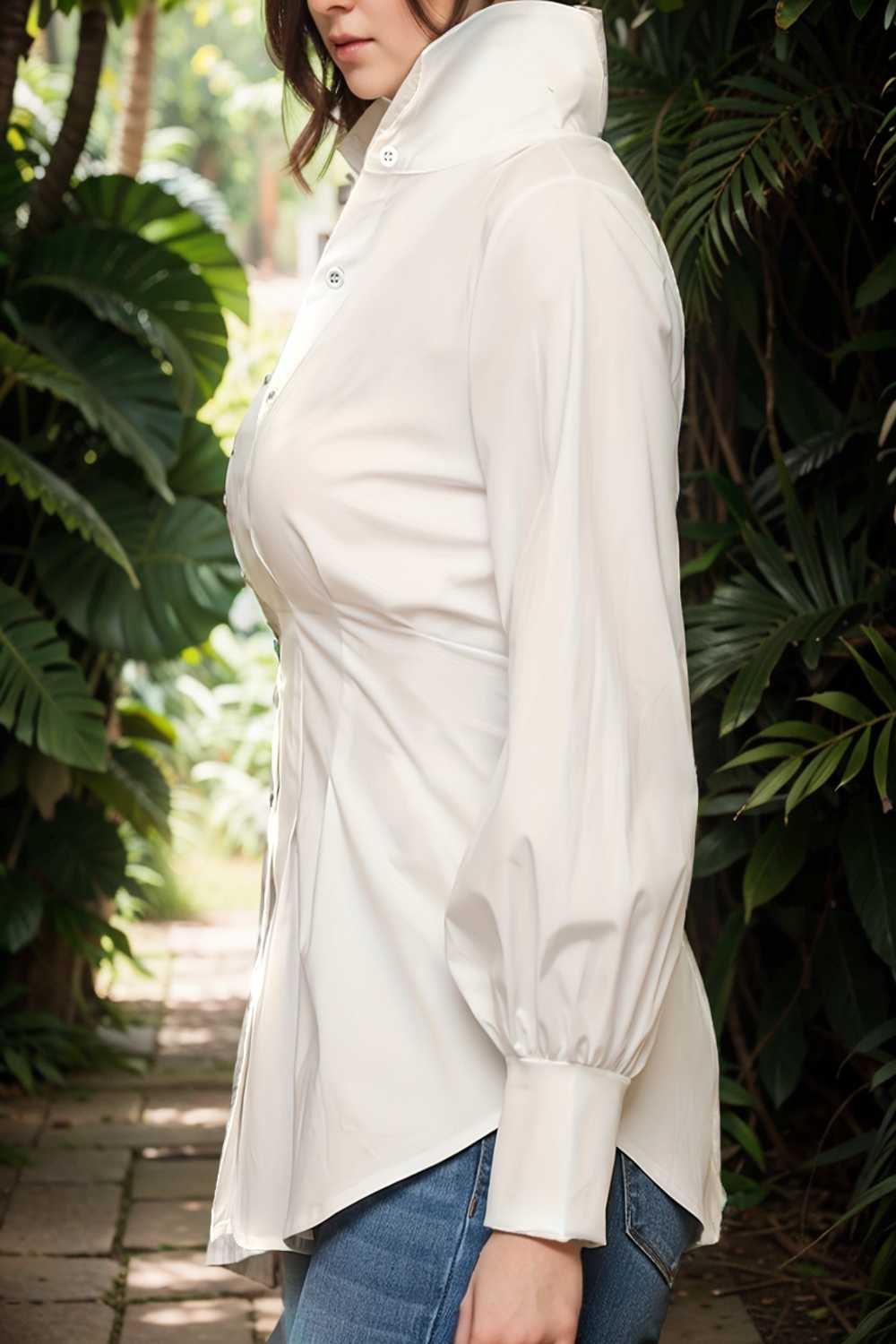 plus size casual blouse women s plus solid button up lantern sleeve turn down collar nipped waist blouse 112486