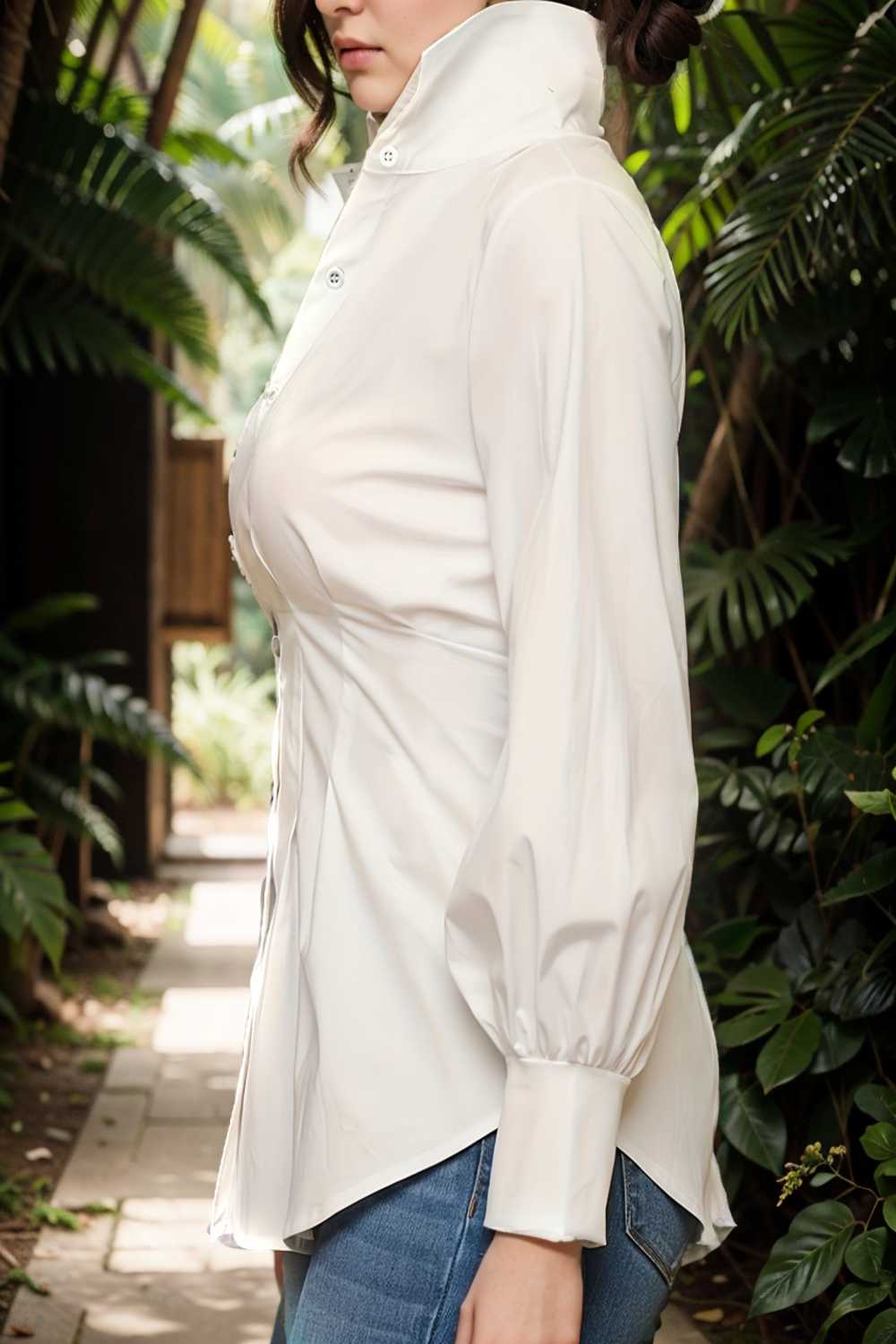 plus size casual blouse women s plus solid button up lantern sleeve turn down collar nipped waist blouse 112483