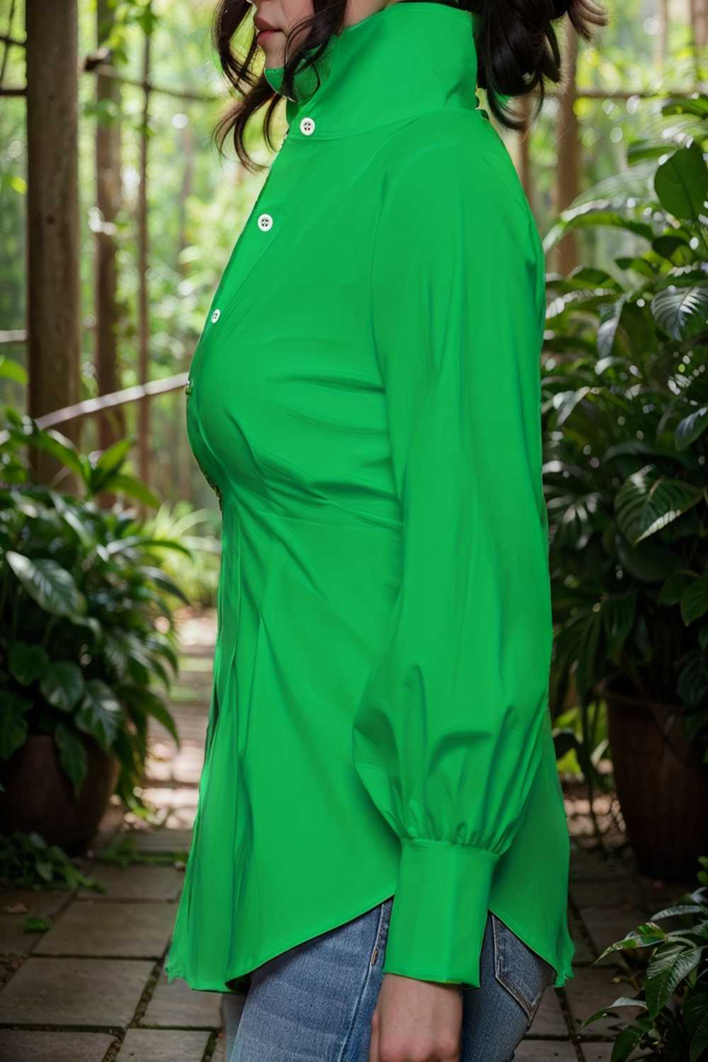 plus size casual blouse women s plus solid button up lantern sleeve turn down collar nipped waist blouse 112472