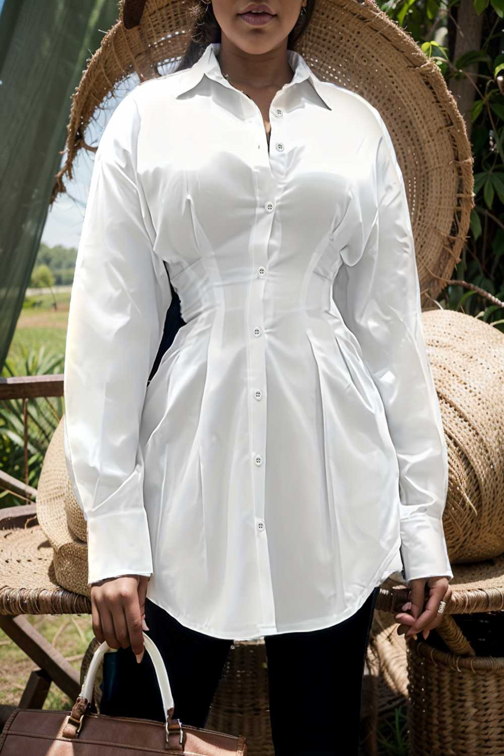 plus size casual blouse women s plus solid button up lantern sleeve turn down collar nipped waist blouse 112442