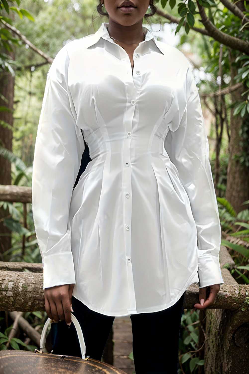 plus size casual blouse women s plus solid button up lantern sleeve turn down collar nipped waist blouse 112435