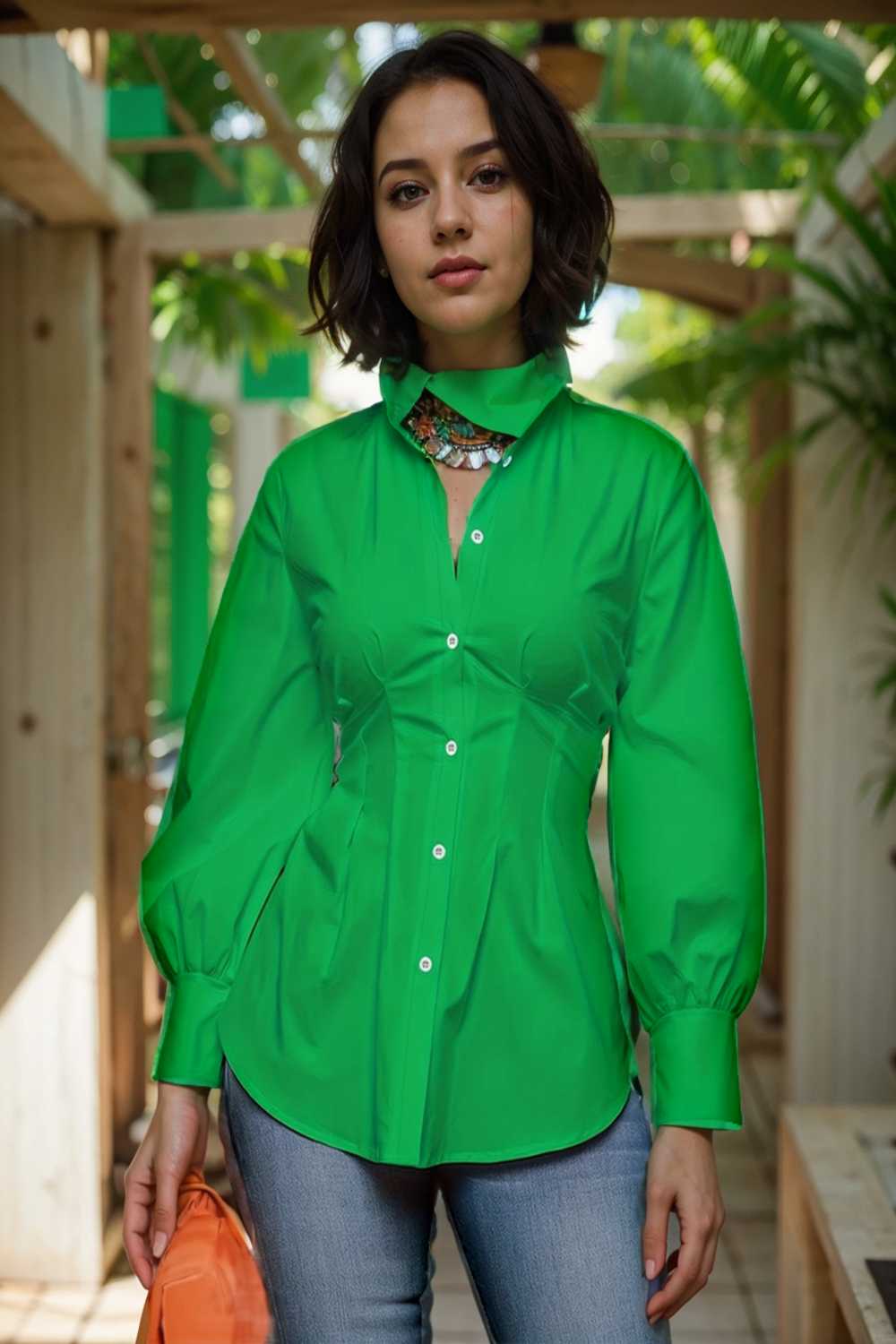 plus size casual blouse women s plus solid button up lantern sleeve turn down collar nipped waist blouse 111463
