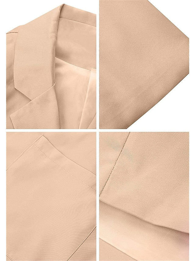 Women's Blazer Casual Pocket Clean Fit Formal Outdoor Daily Wear Polyester Spring Wine Green Black Open Front V Neck Regular Fit S M L XL XXL 3XL / Solid Color - LuckyFash™