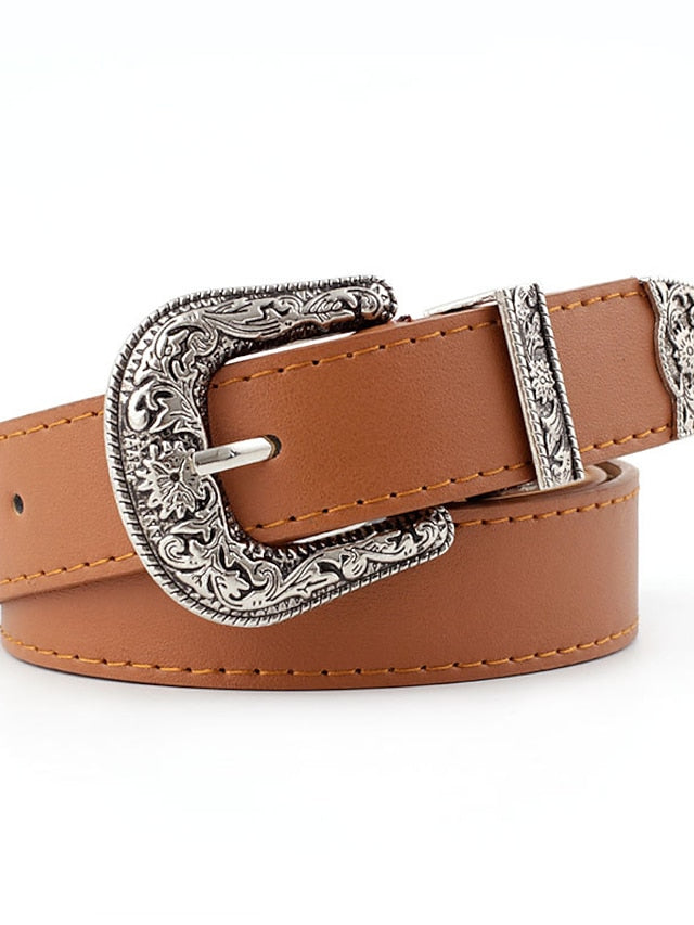 Men's Women's PU Buckle Belt PU Leather Metal Bucke Eyelet Formal Casual Party Daily Black Gray Dark Blue Brown - LuckyFash™