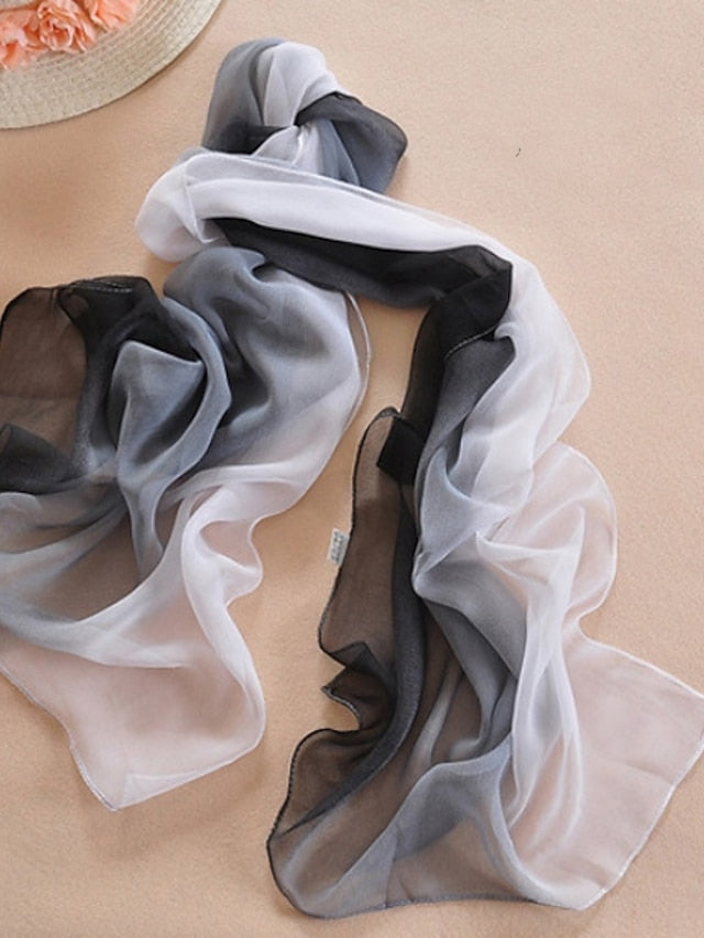Women's Chiffon Scarf Party Black Scarf Color Block Cute Red Blue Fall Spring - LuckyFash™