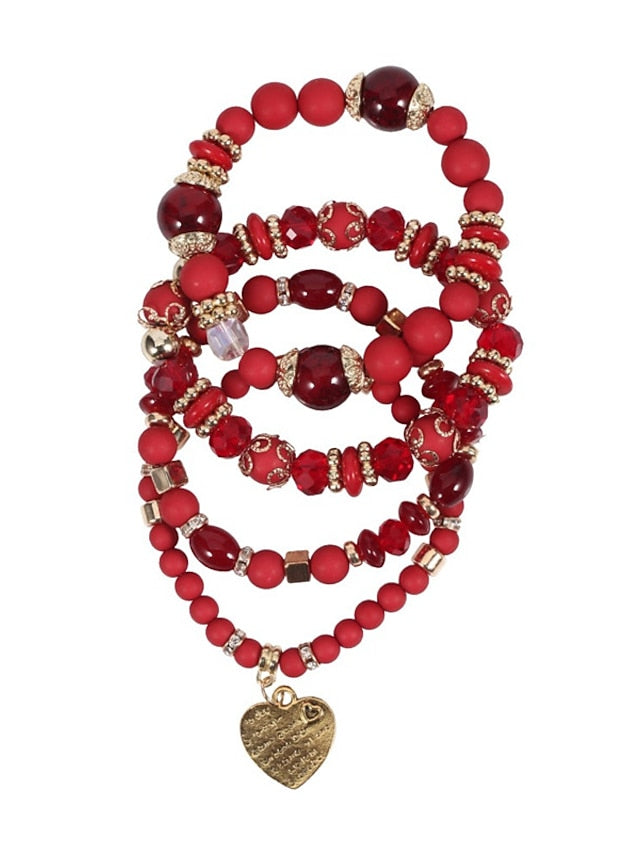 Women's Bracelets Ethnic Style Party Heart Bracelets & Bangles / Imitation Pearl / Black / Red / Fall / Winter - LuckyFash™