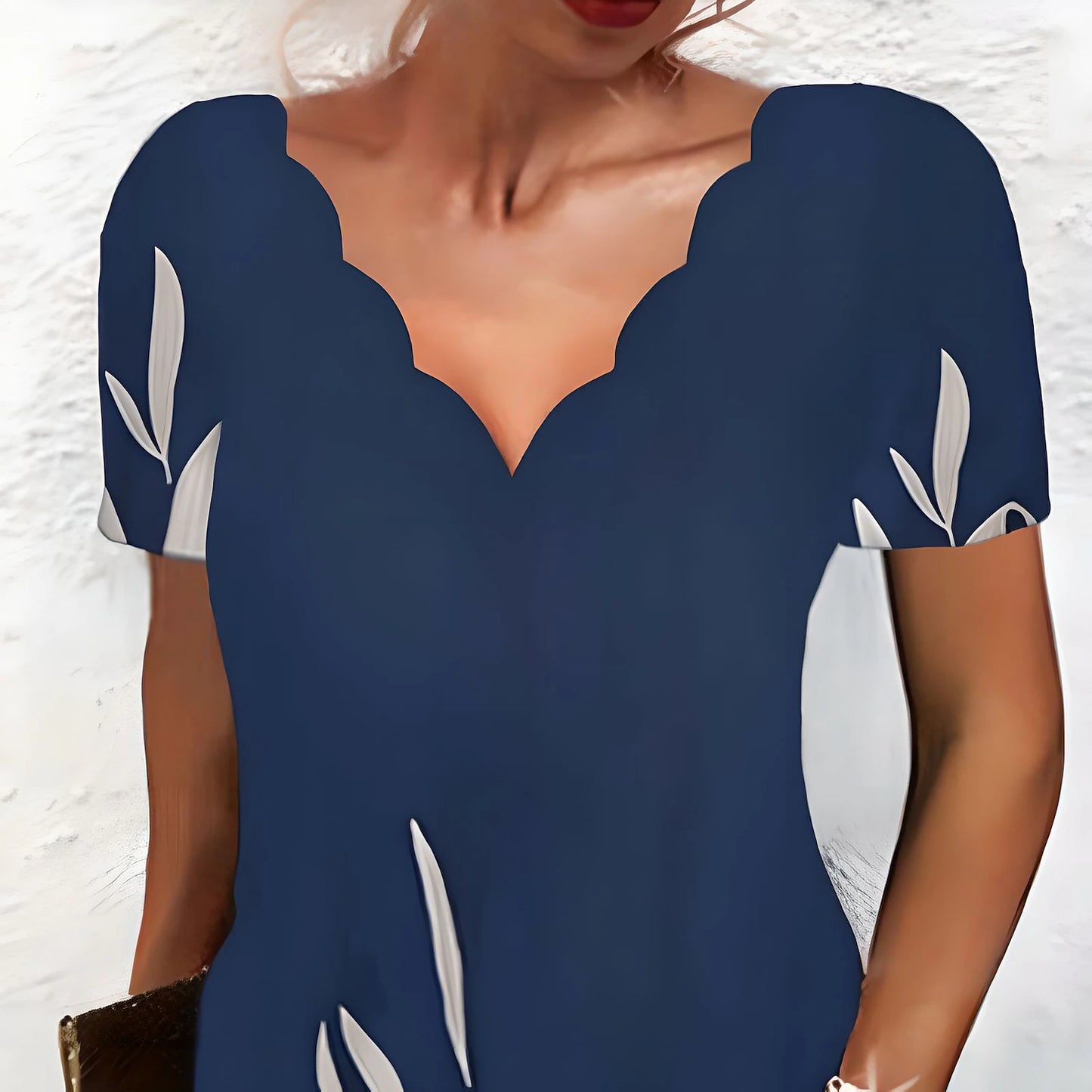 Women's Casual Dress Shift Dress Floral Print Scalloped Neck Midi Dress Daily Beach Short Sleeve Summer Spring
