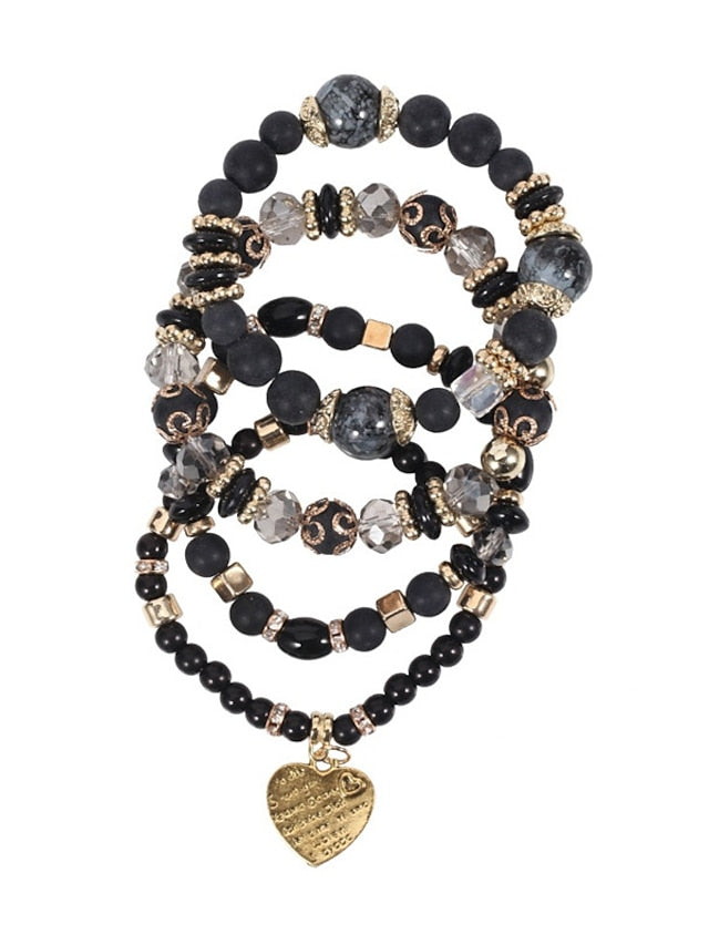 Women's Bracelets Ethnic Style Party Heart Bracelets & Bangles / Imitation Pearl / Black / Red / Fall / Winter - LuckyFash™