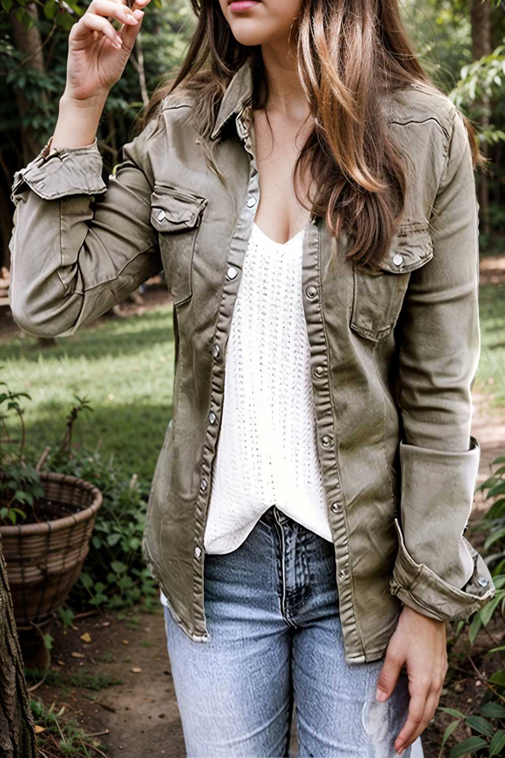 ruched trim button up long sleeve collared casual jacket 111727