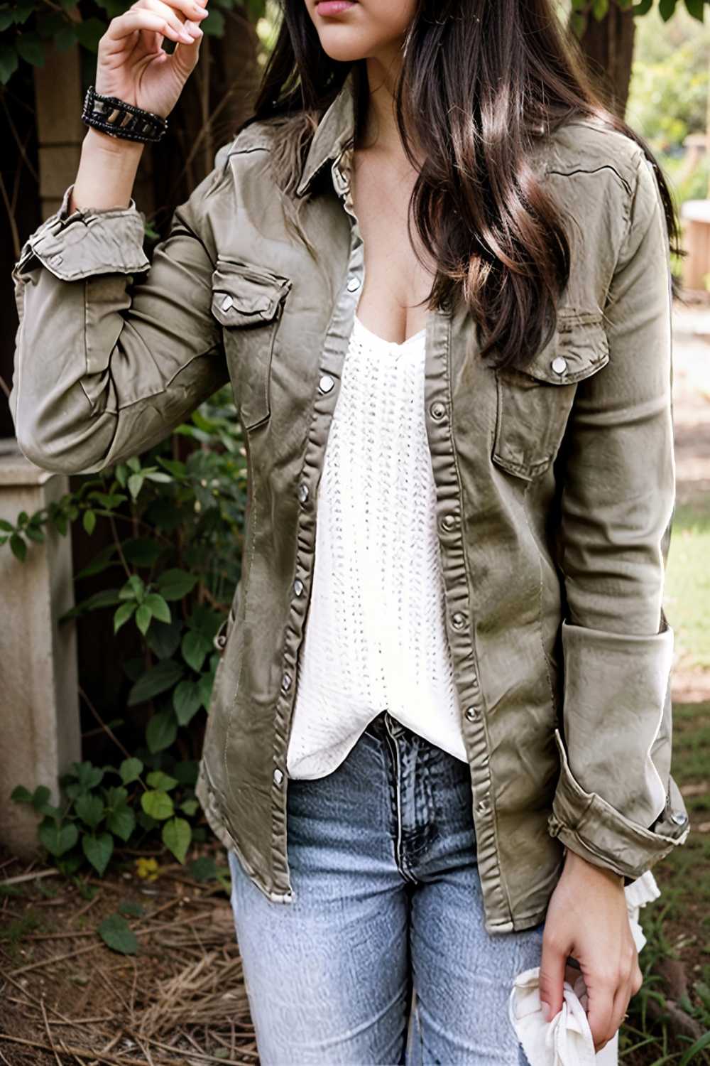 ruched trim button up long sleeve collared casual jacket 111726