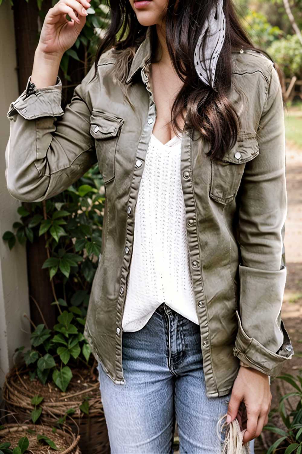 ruched trim button up long sleeve collared casual jacket 111725