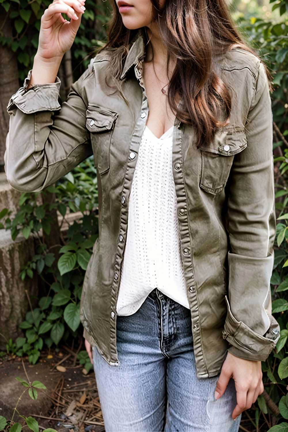 ruched trim button up long sleeve collared casual jacket 111721