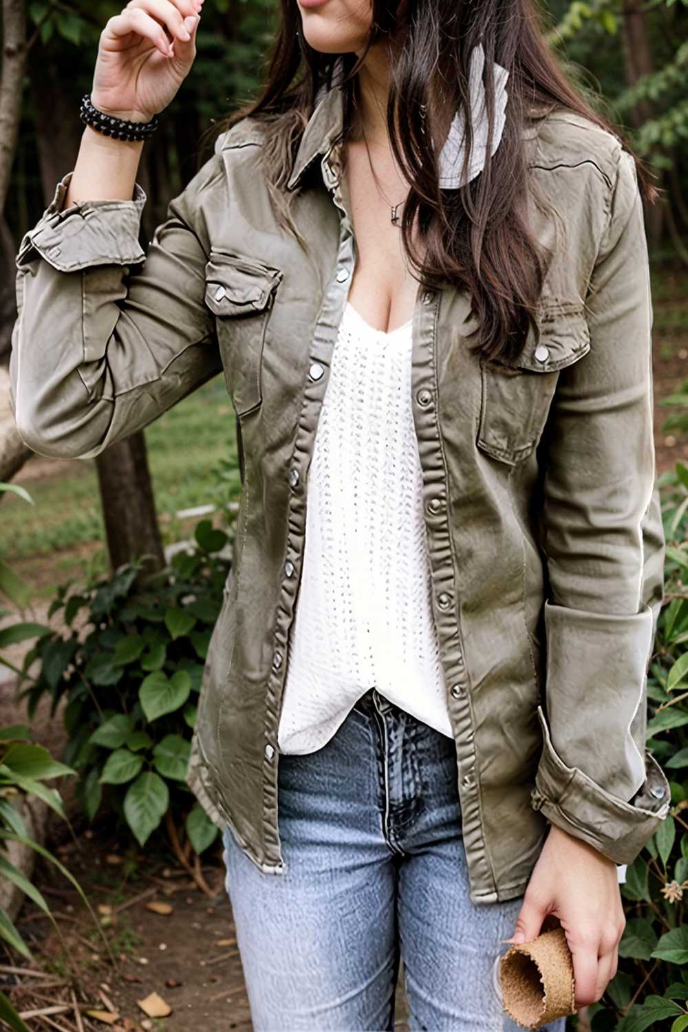 ruched trim button up long sleeve collared casual jacket 111715