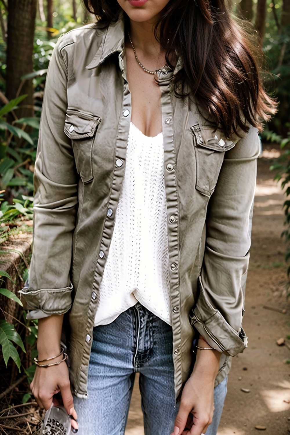 ruched trim button up long sleeve collared casual jacket 109609