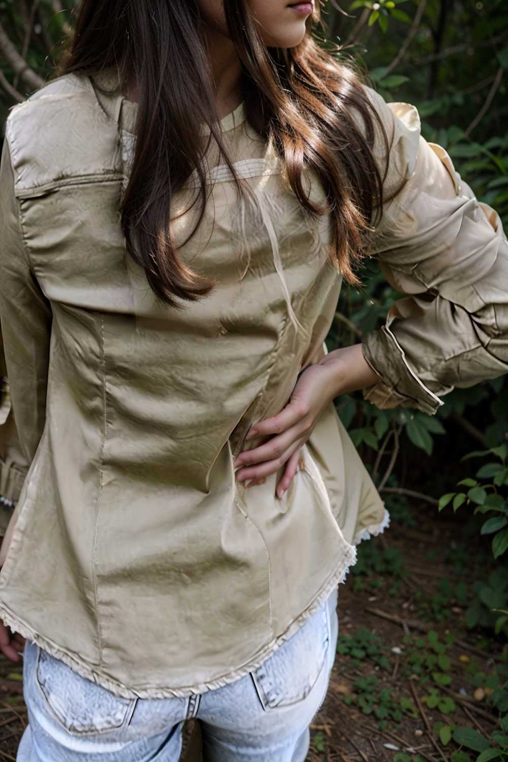 ruched trim button up long sleeve collared casual jacket 109605