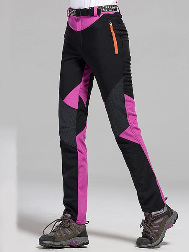 Women's Hiking Pants Trousers Fleece Lined Pants Softshell Pants Winter Outdoor Waterproof Windproof Thermal Warm Elastic Waist Fashion Bottoms Blue Red Skiing Camping Ski / Snowboard - LuckyFash™