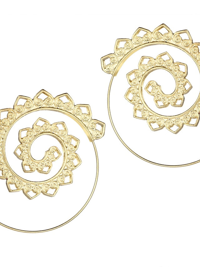 Hoop Earrings For Women's Christmas Party Wedding Alloy filigree Wave - LuckyFash™