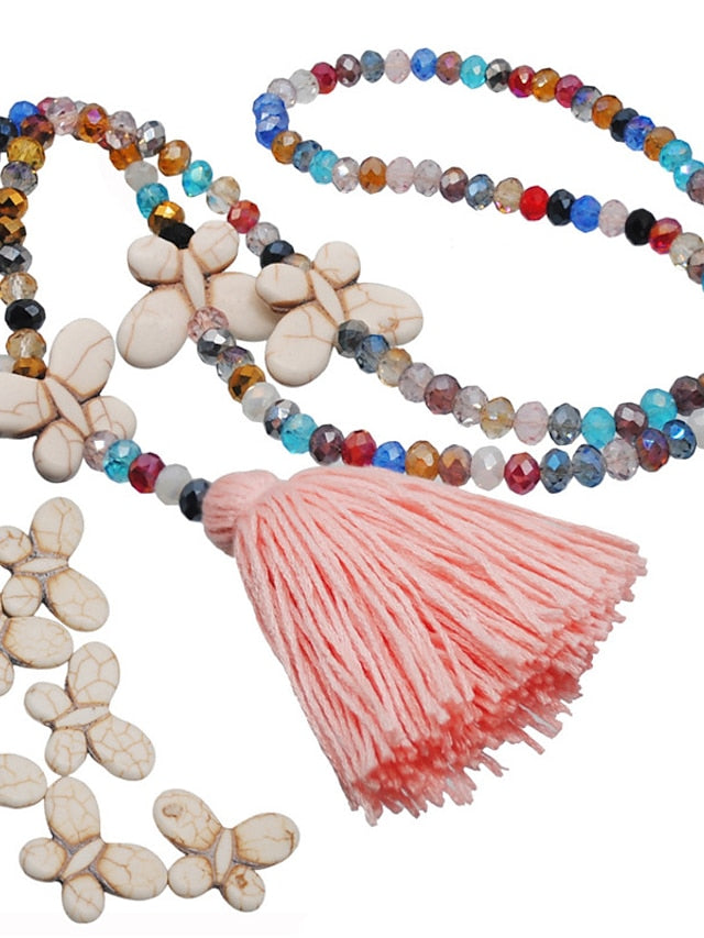 Women's necklace Chic Modern Street Butterfly Necklaces & Color Crystal Bohemia Sweater Necklace / Blue / Pink / Fall / Winter - LuckyFash™
