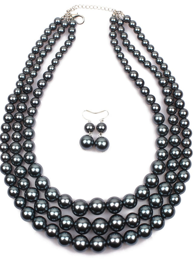 Women's necklace Chic & Modern Party Pure Color Jewelry Sets / Imitation Pearl / White / Red / Purple / Fall - LuckyFash™
