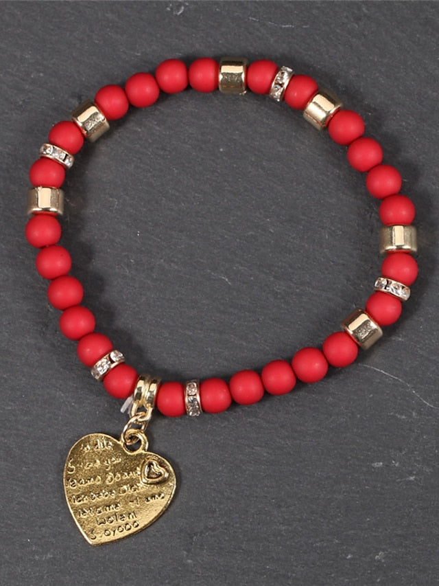 Women's Bracelets Ethnic Style Party Heart Bracelets & Bangles / Imitation Pearl / Black / Red / Fall / Winter - LuckyFash™
