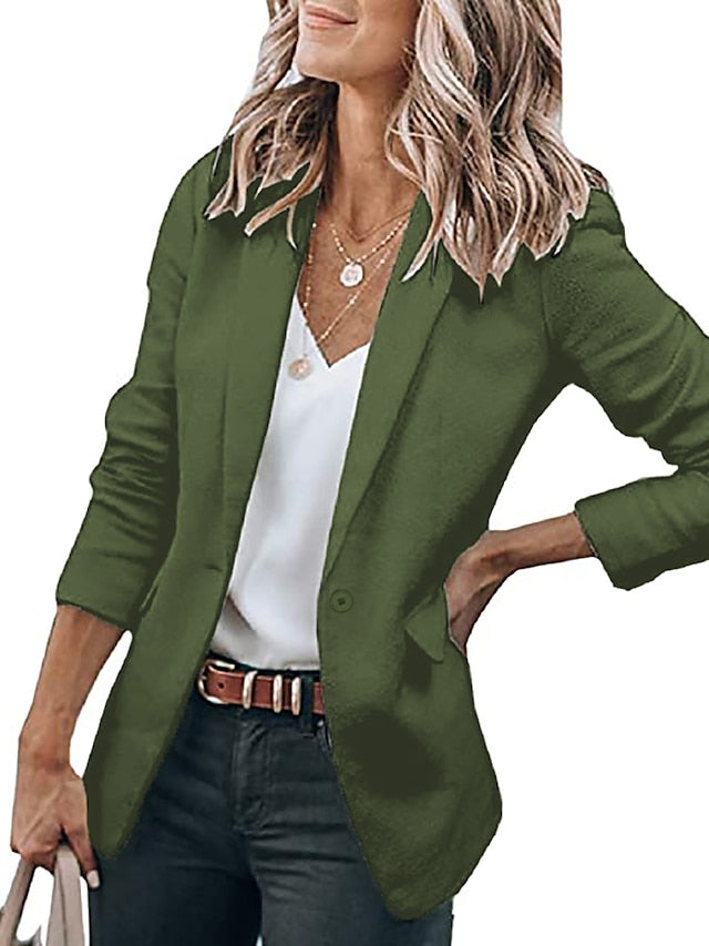Women's Casual Blazers Clean Fit Open Front Long Sleeve Work Office Jackets Coat claret Dark Grey White Black Blue Traditional / Classic Daily Fall Buttoned Front Turndown Regular Fit S M L XL XXL - LuckyFash™