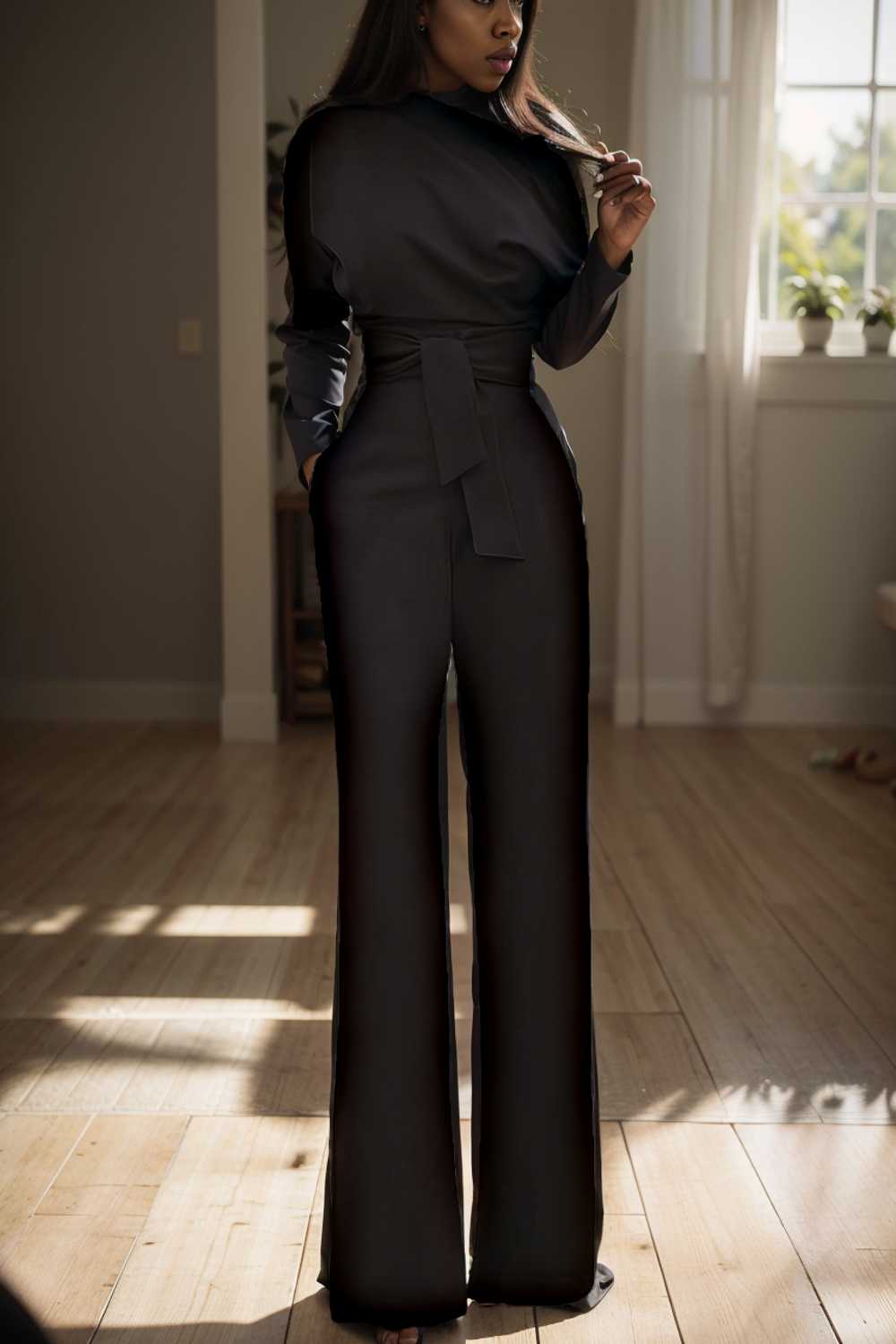 solid color one shoulder short sleeve jumpsuit 112091