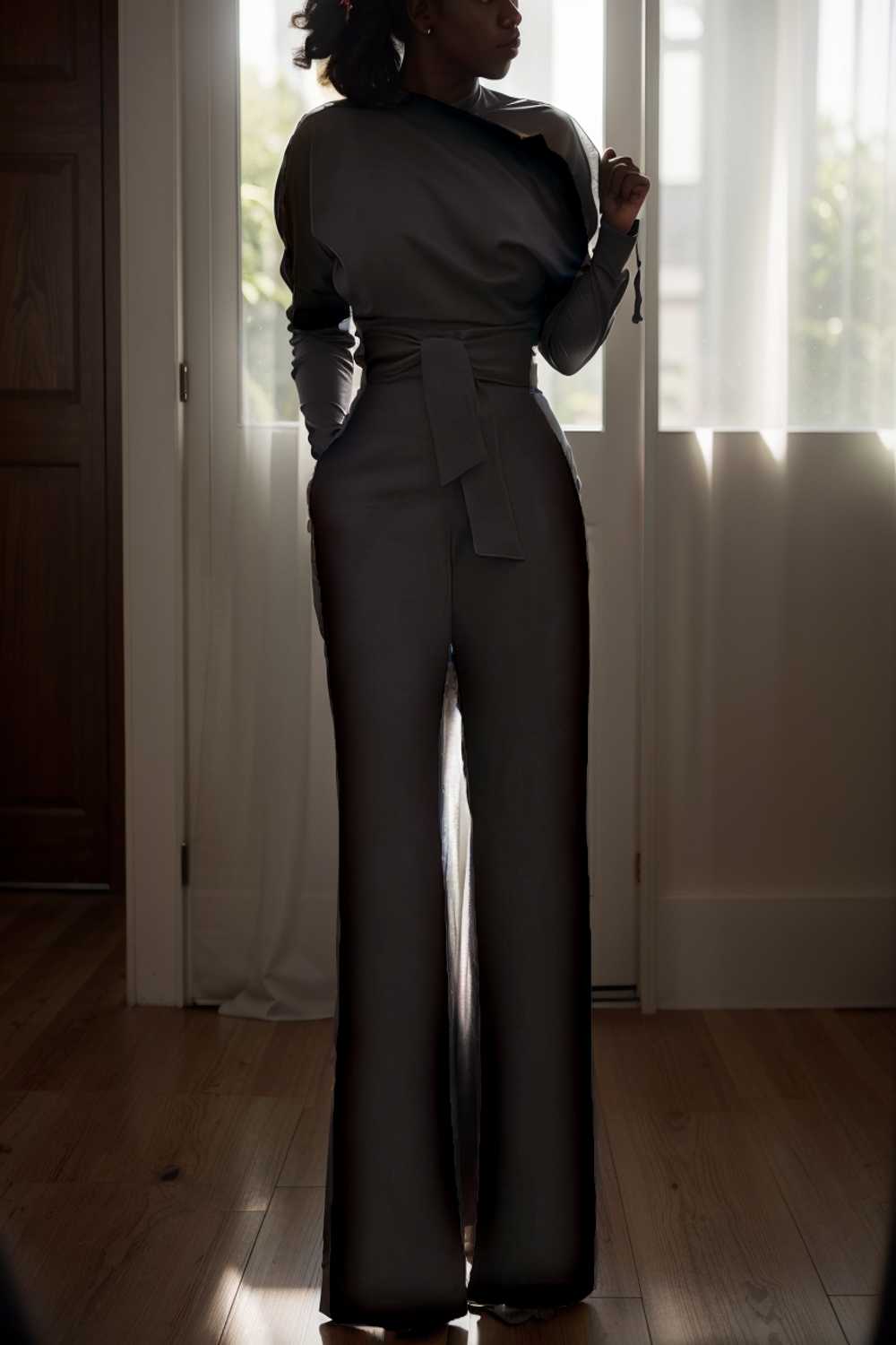 solid color one shoulder short sleeve jumpsuit 112080