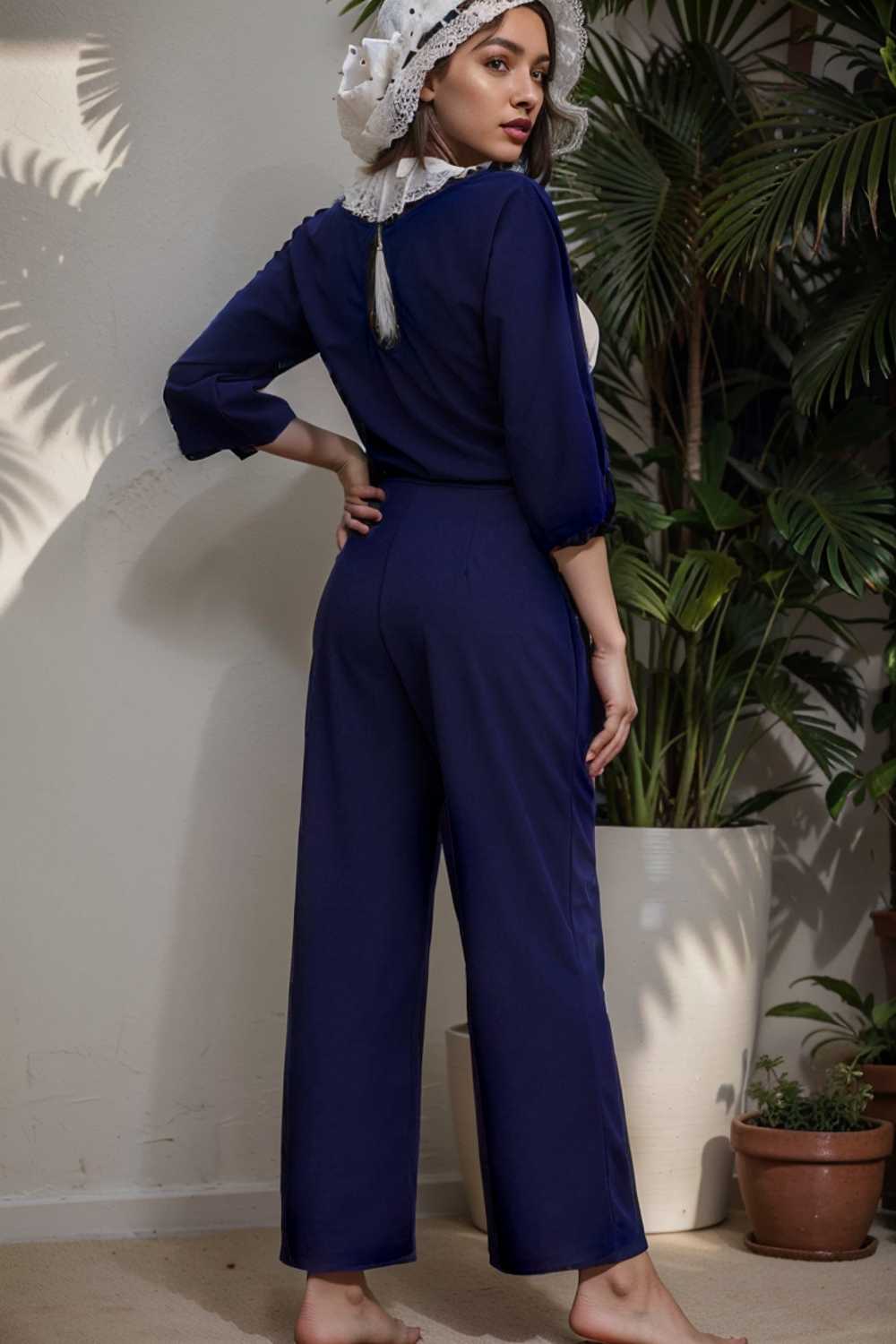solid color one shoulder short sleeve jumpsuit 110186