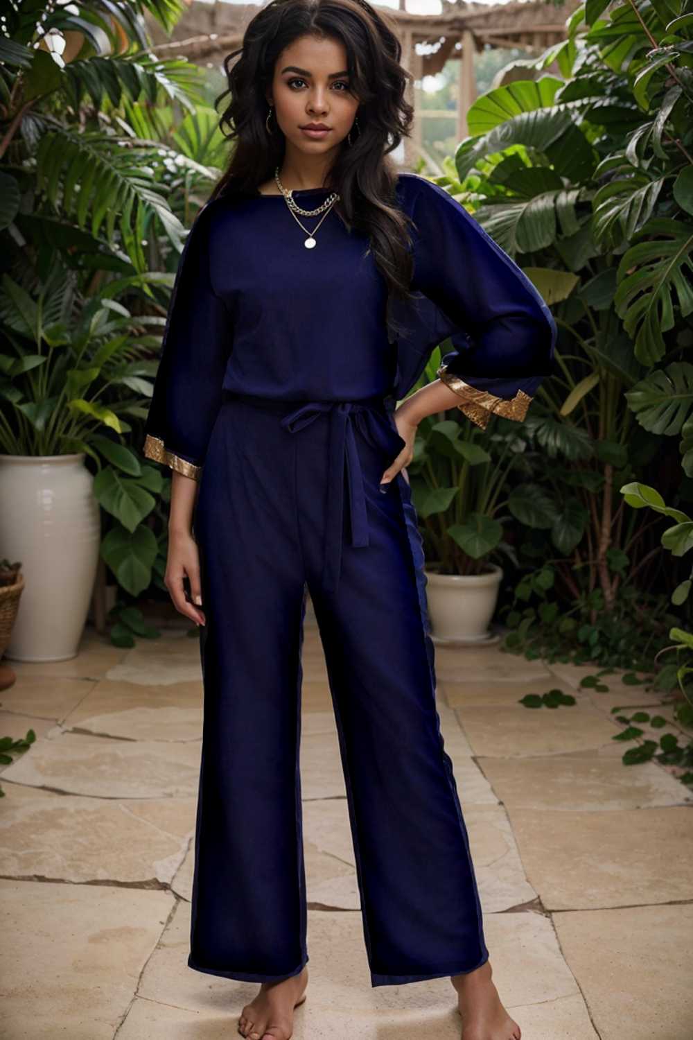 solid color one shoulder short sleeve jumpsuit 111085