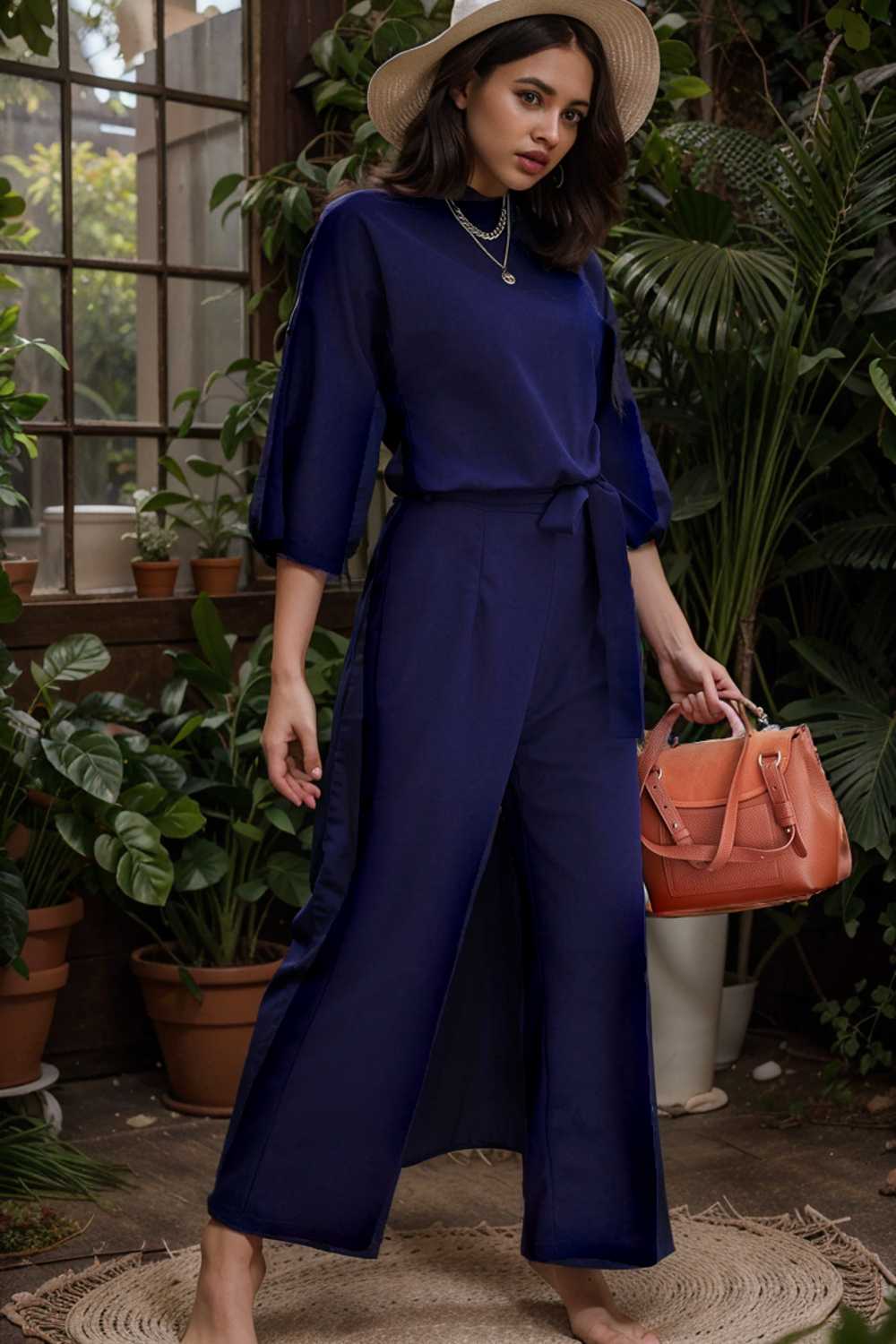 solid color one shoulder short sleeve jumpsuit 110299
