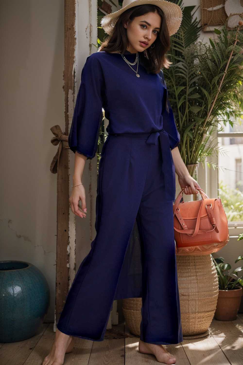 solid color one shoulder short sleeve jumpsuit 111082