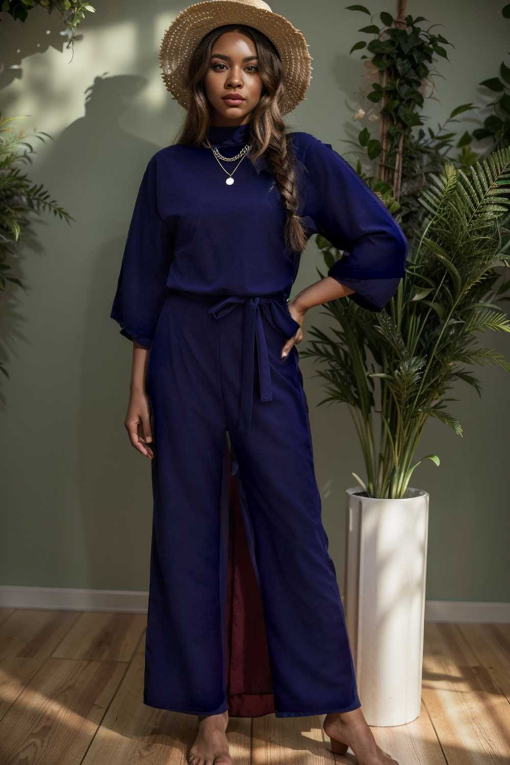 solid color one shoulder short sleeve jumpsuit 108446