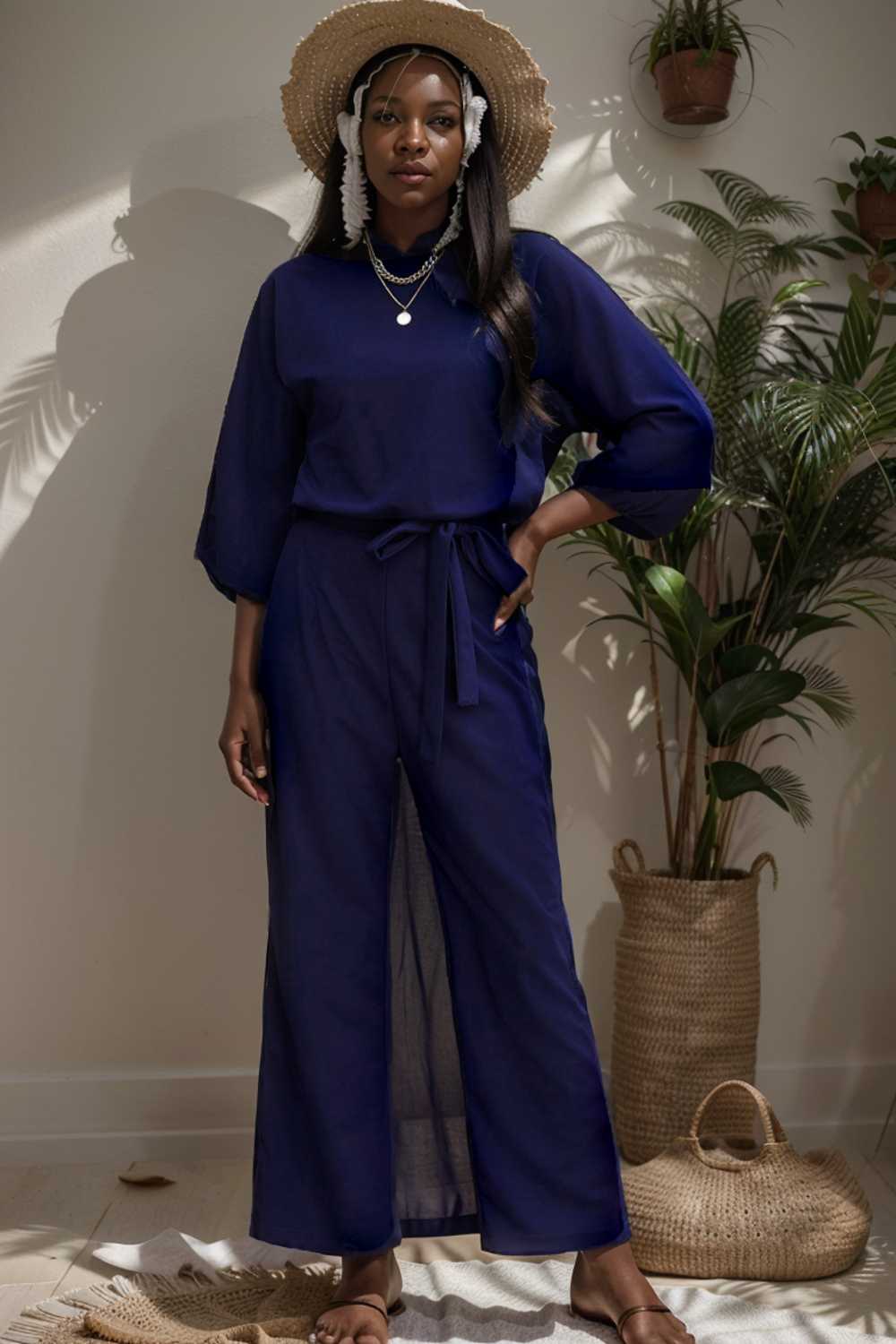 solid color one shoulder short sleeve jumpsuit 110168