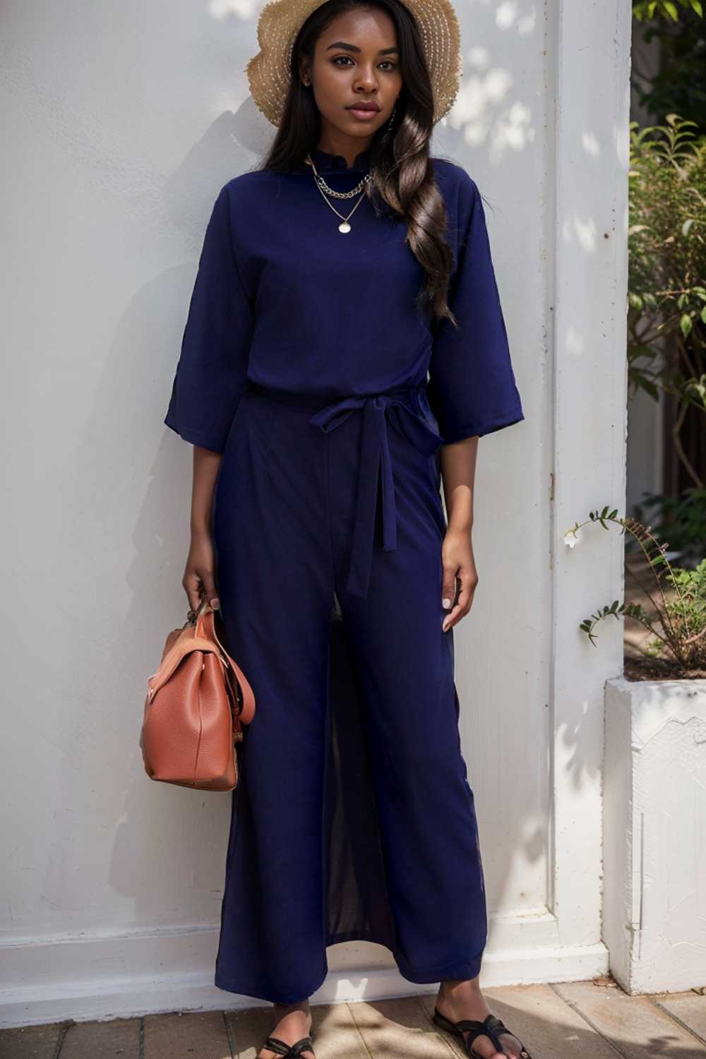 solid color one shoulder short sleeve jumpsuit 110139