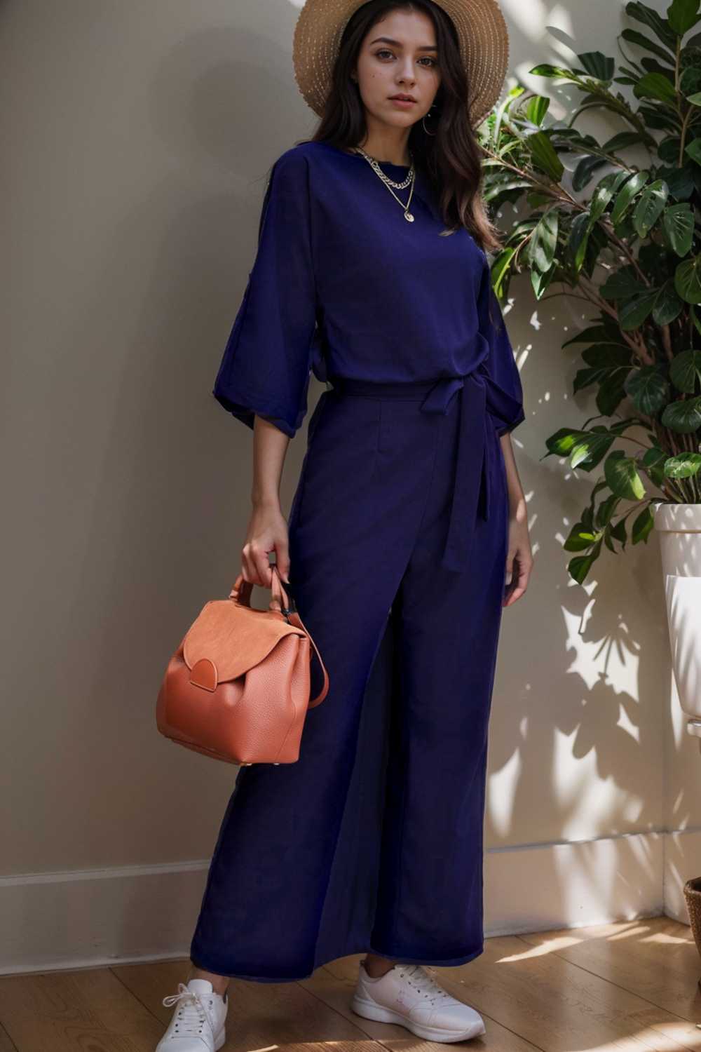 solid color one shoulder short sleeve jumpsuit 104993