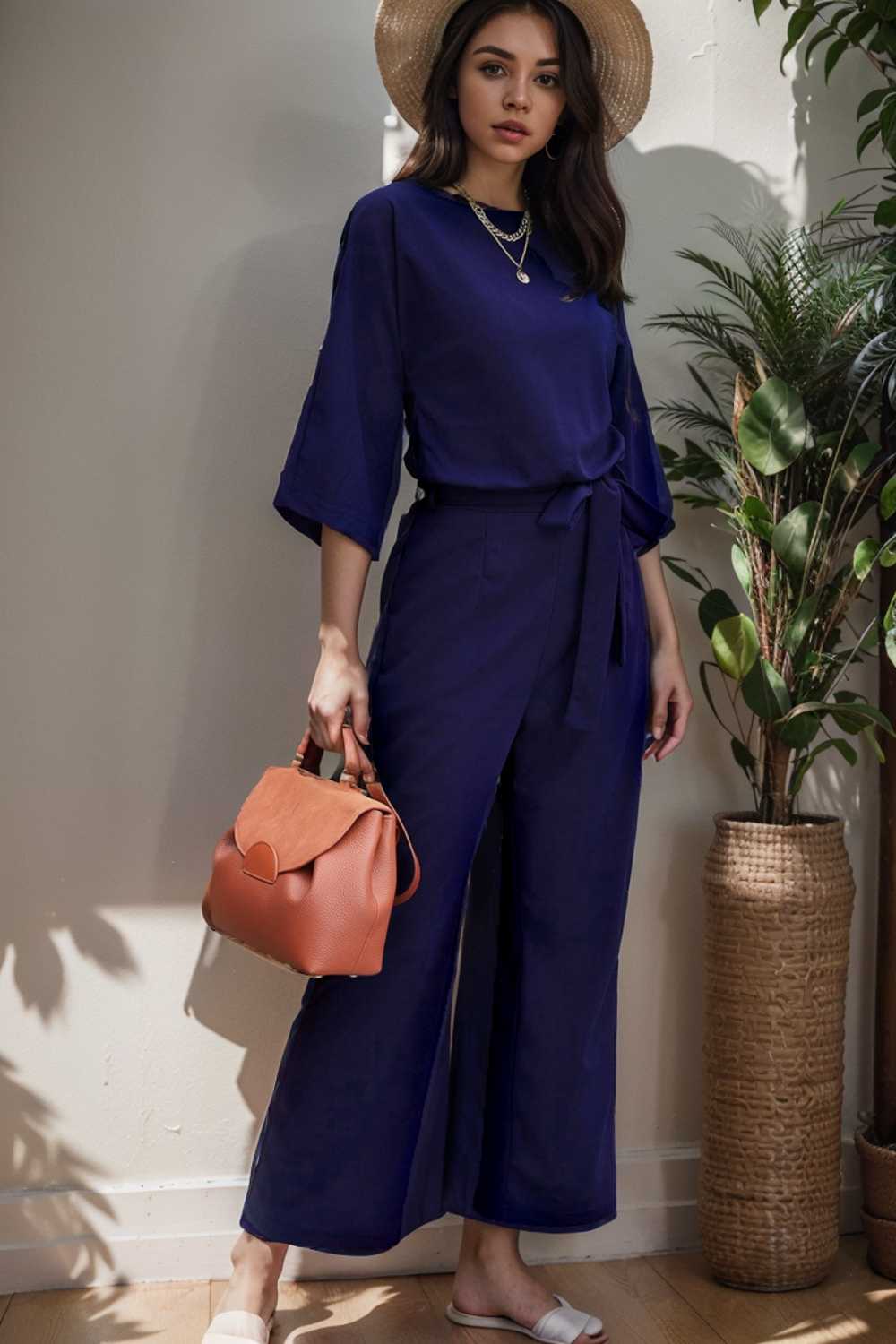 solid color one shoulder short sleeve jumpsuit 110129