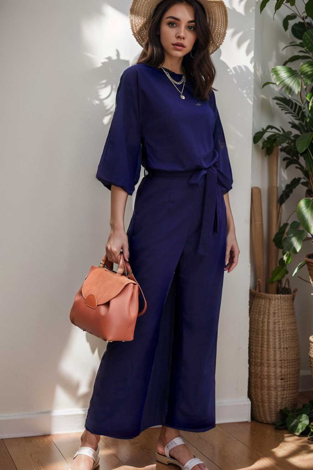 solid color one shoulder short sleeve jumpsuit 110128