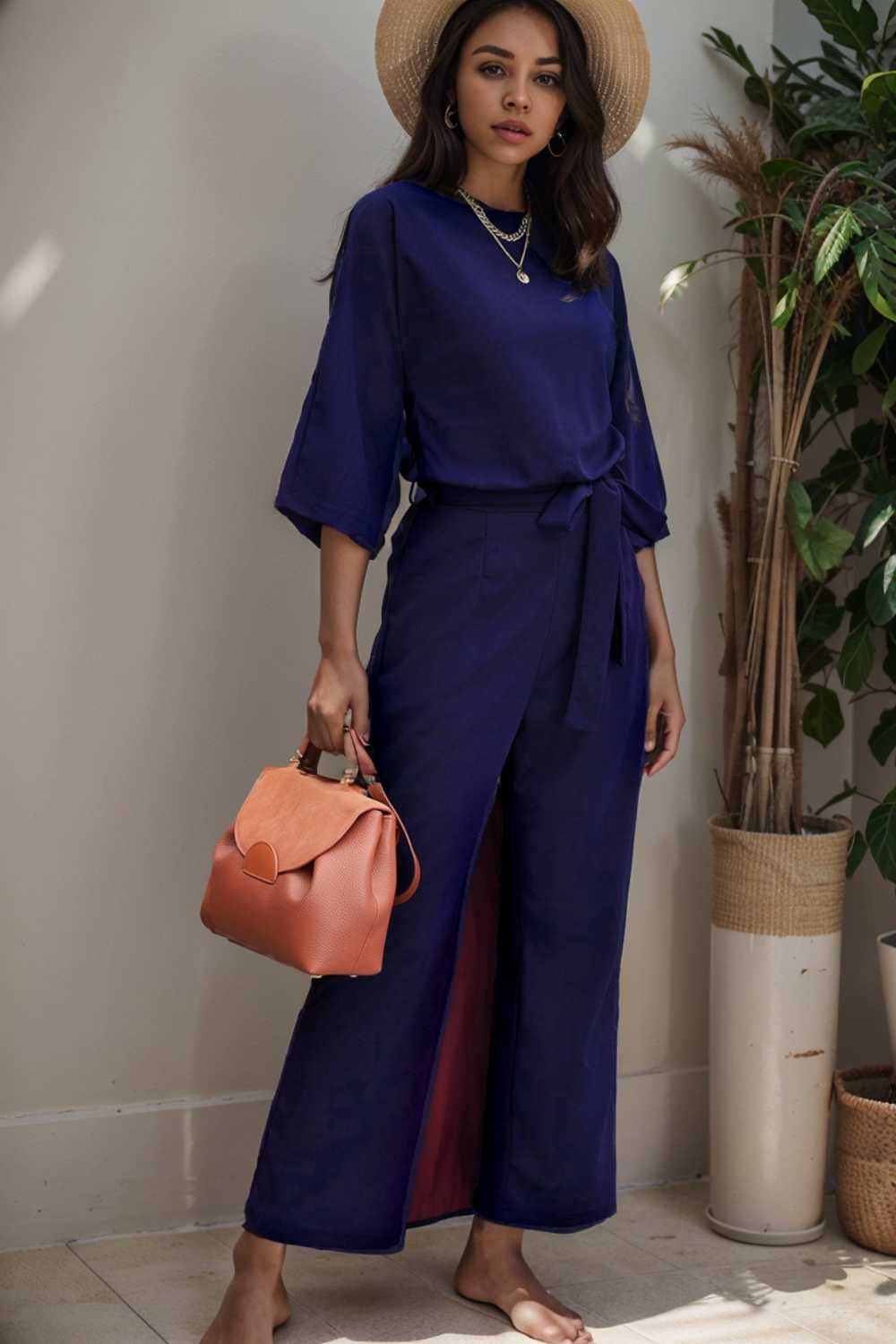 solid color one shoulder short sleeve jumpsuit 110124